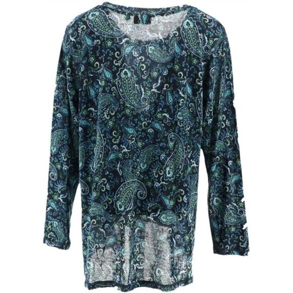 Joan Rivers Paisley Print Long Sleeves Knit Top - Picture 3 of 5